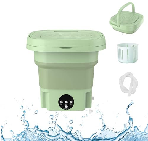 Minilavadoras Portatiles ， Lavadoras Baratas 8L con Secador Giratorio,Pantalla TáCtil Lavadora Plegable para Calcetines Ropa Interior,Green