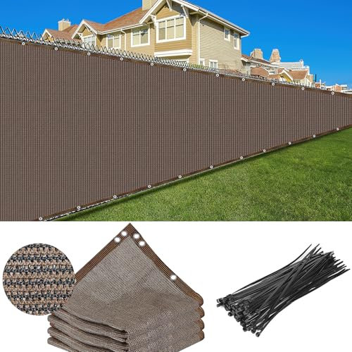 LYCN Privacy Screen Fence, 2 x15m Garden Privacy Fencing, Shade Windscreen Fabric Net Mesh Cover for Outdoor Backyard PlantGreenhouse Chicken Coop, Brown