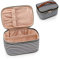 Make-up-Tasche, Tragbare Kosmetische Tasche, Reise-Make-up-Fall-Organisator der großen Kapazität, Schwarz für Frauen-Toilettentasche für Mädchen, die mit Griff und Teiler Reisen (Streifen)