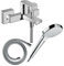 Hansgrohe Pack mitigeur Bain Douche mécanique Vernis Shape C2 + Flexible Isiflex + Pommeau Croma Select E EcoSmart Blanc/chromé