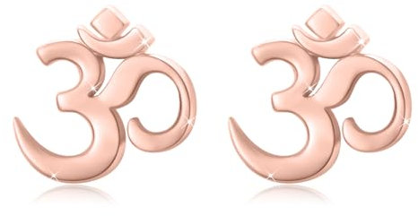 Roségold Aum Om Ohm Ohrstecker für Frauen Teenager Mädchen Sterling Silber Spirituelle Yoga Om Symbol Ohrringe