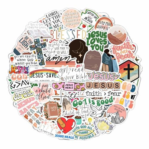 Christliche Stickers, Jesus-Aufkleber, Gott-Aufkleber | Wasserdichte Aufkleber für Wasserflaschen und Laptops | Wiederverwendbare Aufkleber mit ästhetischen Merkmalen