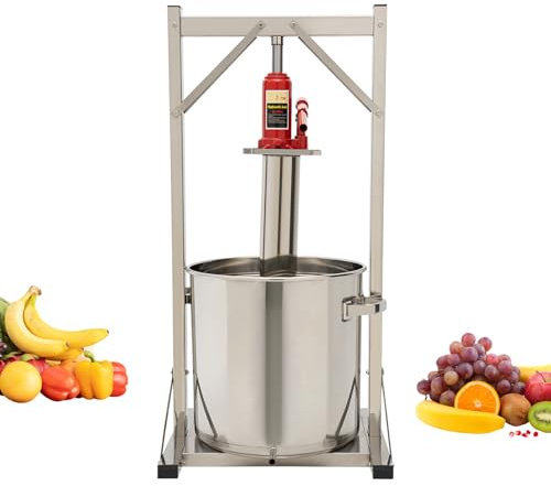SUPAIDM 36l Obstpresse aus Edelstahl, Manuelle Saftpresse, Hydraulikheber, Gemüsepresse Weinpresse, Grau