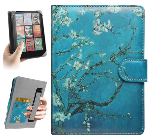 HoYiXi Custodia Universale for 6.8'' Kindle Paperwhite/6 Nuovo Kindle 2022 & 2019/Kobo Clara HD/Kobo Clara 2E Compatibile con 6-6.8'' PocketBook/Tolino/Sony E-Book Reader Cover,fiore