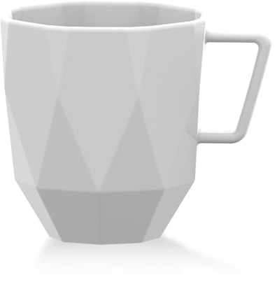Mahlwerck Porzellan, Kaffeetasse Design Poly, große moderne Porzellantasse, Pearl White, glossy, 400 ml