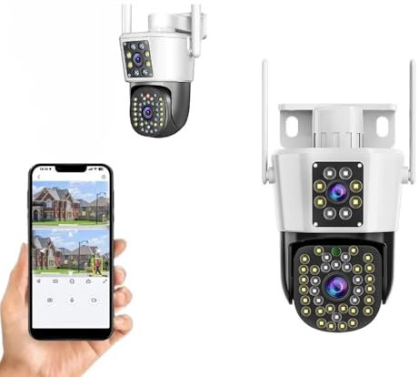 Telecamera IP WIFI Doppia Lente Per Interni/Esterni, Zoom 8X, 4MP, PTZ, IP66 Visione Notturna a Colori App Yoosee