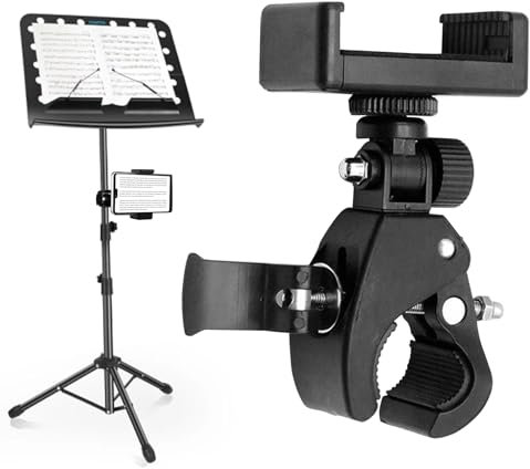 2PCS Mic Stand Phone Holder Plastic Mic Clip Black Phone Clip for Mic Stand with E Shaped Clip Microphone Arm Mount Clamp 360°Rotation Bike Cellphone Holder for Live Streaming Shooting Videos