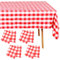 Saier tbo Lot de 8 nappes vichy rouges - 137 x 274 cm - Résistantes à l'huile - Faciles à nettoyer - Rectangulaires - En plastique - Pour fêtes, barbecue, pique-nique, anniversaire, mariage, vacances