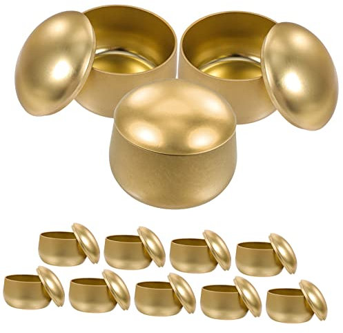 HAPINARY Tarros De Velas Vacíos Metálicos Dorados 12 Piezas, Para Diy, Tapa Hermética, Almacenamiento De Cera y Elementos Aromáticos, Uso Doméstico, Decoración y Manualidades