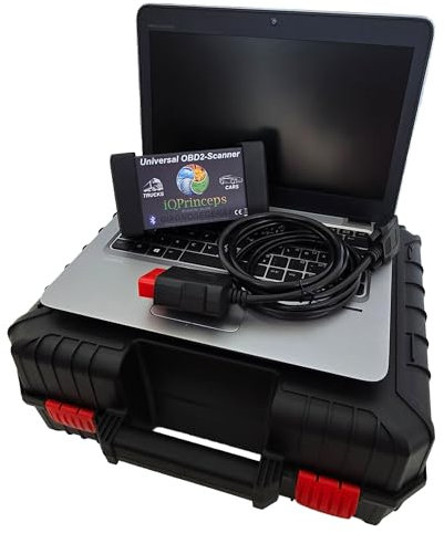IQPrinceps OBD2 KFZ Profi Diagnosegerät – Werkstatt-Fehlerauslesegerät für PKW, LKW & Transporter, inkl. Bluetooth, vorinstalliertem Laptop, einsatzbereit mit Service- und Echtzeitfunktionen