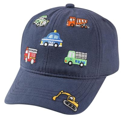 Beichwtd Trucker Cap Kinder 2-8 Jahre mit Traktor Bagger Design | Verstellbare Jungen/Mädchen Baseballkappe für Kindergarten & Outdoor | Atmungsaktiver Mesh