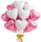 Ballon Coeur Rose Blanc, 12pcs Forme de Coeur Ballons Rose, Ballons en Aluminium Coeur Blanc, Rose Blanc Ballon Coeur Helium pour Anniversaire, Mariage, Engagement, Douche de bébé, Valentine