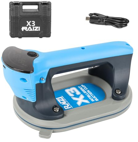Raizi X3 - Ventosa eléctrica al vacío con función de bomba de encendido/apagado automático, potencia de succión de 140 kg, pantalla digital colorida, batería de 2000 mAh para granito, vidrio, azulejos