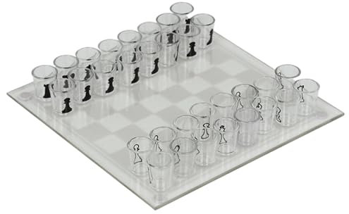 Clear Shot Glass Chess Set, 10x10 Inch Glass Chess Board with 32PCS Cups Pieces, Drinking Shot Set, Funny Sets for Adults, Kids #·