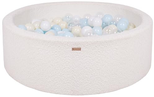 Piscina Infantil para niños de Bolas Pelotas 300 Piezas Boucle (Color de la Piscina/Las Bolas: Crema/Blanco, Transparente, Azul (Pastel), Amarillo ())