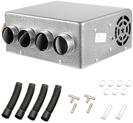 CHIMHOON 12V Universal Auto Underdash Compact Heater Kit, Universal 4 Ports Car LKW Underdash Heater, KFZ Heizung Scheibenentfroster 12V, mit Geschwindigkeitsschalter für Auto oder LKW