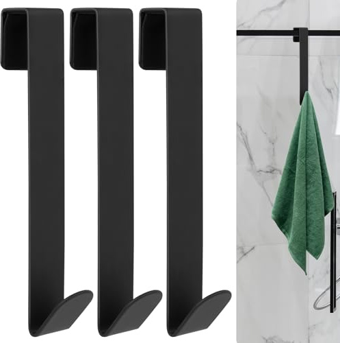 BOJIUKEJI 3 Pz Gancio Accappatoio Doccia, Ganci Appendi Accappatoio Bagno Porta Doccia in Vetro Estesi, Gancio Porta Asciugamani Bagnos in Acciaio Inossidabile per bagno ≤ 14 mm