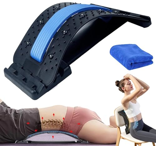 Planche de Soutien Lombaire, Masseurs pour le Dos, Stretcher Fitness Équipement de Stretch Soutien,Etirement Lombaire,Correcteur de posture,Appareil d’étirement,Civière Dorsale et Masseur (Bleu)