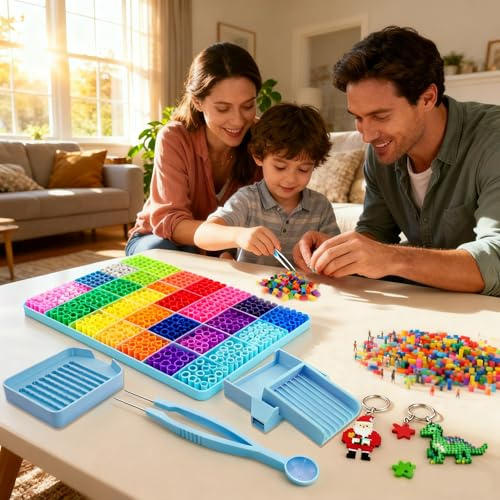 5mm Fuse Bead Double Needle Tweezer Bead Scoop - Picking Tray &Aligner Tray Kit，Efficient Sorting Tools with Effortless Beads Recovery.