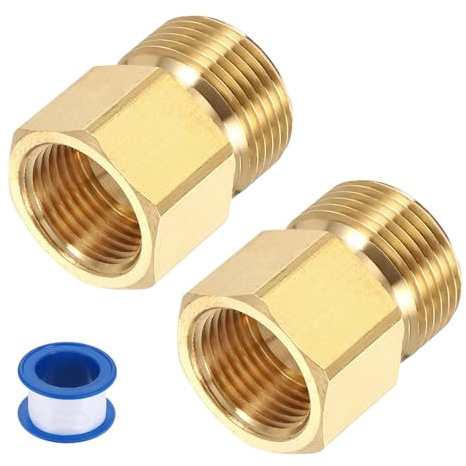 sourcing map 2Pcs Pressure Washer Adapter, M18 Female to M22 15mm Male Quick Connect Fittings Brass Swivel Adapter with Sealant Tape for Pressure Power Washers Hose