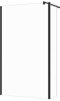 Vente-unique - Paroi de douche à l'italienne avec volet pivotant - Noir mat - Verre 6 mm - (120 + 40) x 200 cm - DAREN