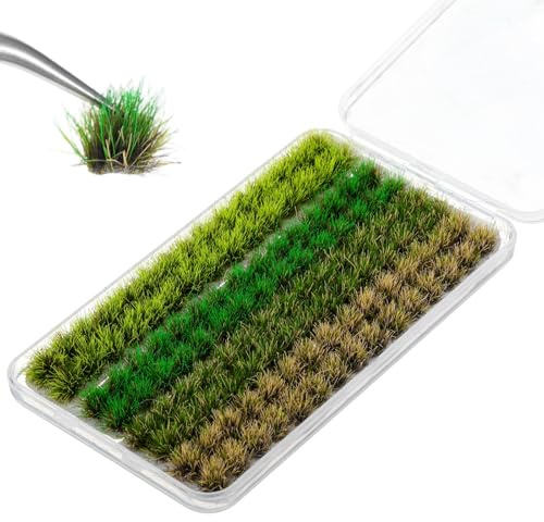 Xelsluthe 120 Stück Modellbau Gras, Modellbau Zubehör, Miniatur Pflanzen für Kunstrasen Basteln, Miniatur Deko Pflanzen, Landschaftsbau, Eisenbahnlandschaft, Kriegsspielgelände, DIY-Landschaft