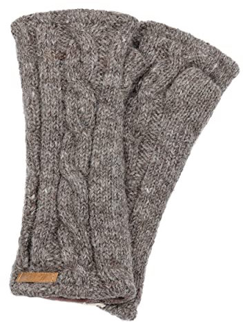 McRon Damen Gestrickte Pulswärmer Emily Naturbraun 92