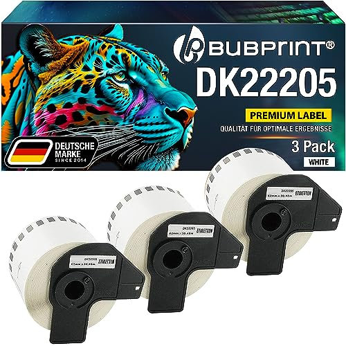 Bubprint Kompatibel 3 Etiketten als Ersatz für Brother DK-22205 für P-Touch QL-1110NWB QL800 QL700 QL570 QL-820NWB QL-810W QL710 QL600 QL500 QL1100 QL710W QL720NW QL560 QL1050 QL1060 QL550