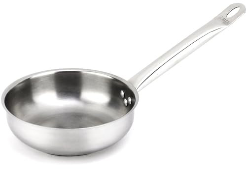 ALZA Chef Inox - Sartén Plateada de 20 cm, Acero Inoxidable, SIN ANTIADHERENTE, Ecológica, Libre de PFOA, Todo Tipo de Cocinas, Fondo Efecto Plancha