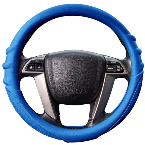FH Group Universal Fit Silicone with Grip and Pattern Massaging Grip Steering Wheel Cover fits most Cars, SUVs, Trucks, and Vans Dark Blue