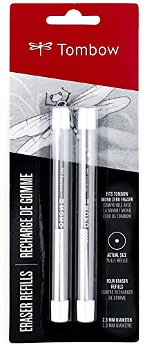 Tombow 57316 Mono Zero Radiergummi-Nachfüllpackungen, rund, 2,3 mm, 2 Stück