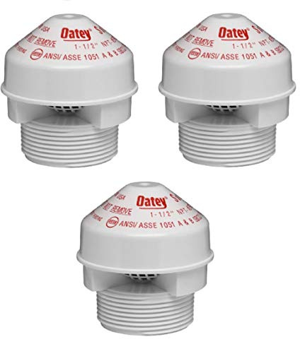 Oatey 39016 Sure-Vent Air Admittance Valve with 1-1/2-Inch by 2-Inch PVC Adapter, 2-Inch, Sold as 3 Pack