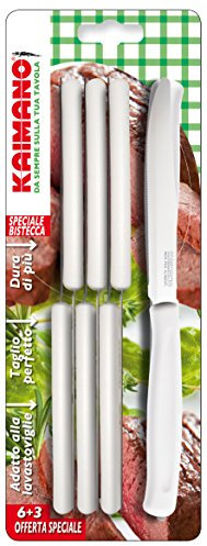 Kaimano KDN041809W Dinamik Coltelli Bistecca, Acciaio Inossidabile, Bianco, 9 unità