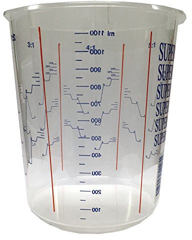 1300ml Clear Plastic Mixing Cup, Disposable Multipurpose Plastic Cups, Mixing Cup for Epoxy and Resin, Reusable Measurement Cup (Calibrated to 1100ml) - Includes Lids