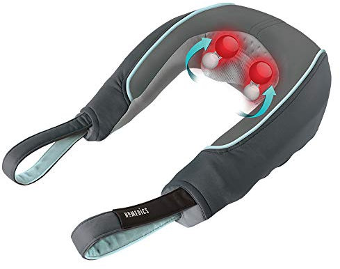 Homedics Masseur pour Le Cou et Les Épaules - Coussin de Massage Vibration Soulagement Polyvalent Des Douleurs, Soulager Les Muscles Raides, Chaleur Apaisante, Commande Facile À Utiliser - Gris