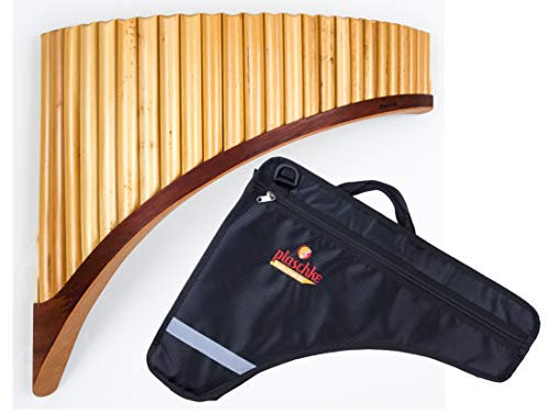 Plaschke Panflöte Konzert, Holzschuh Design, handgemacht mit Tasche 25 Rohre G-Dur
