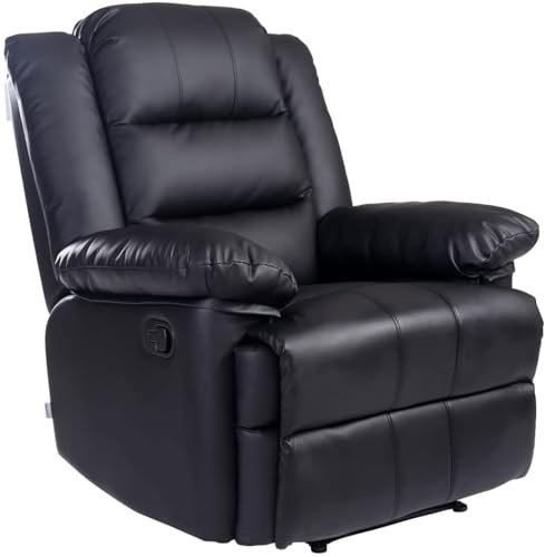 More4Homes - LOXLEY Manual Recliner Armchair - Sofa Chair for Living Room & Bedroom - Latch Recliner Mechanism - Bonded Leather, Black