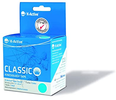 K-Active Kinesiologie Tape Classic BLAU, wasserabweisend und hypoallergen, 50 mm x 5 m, 1 Rolle