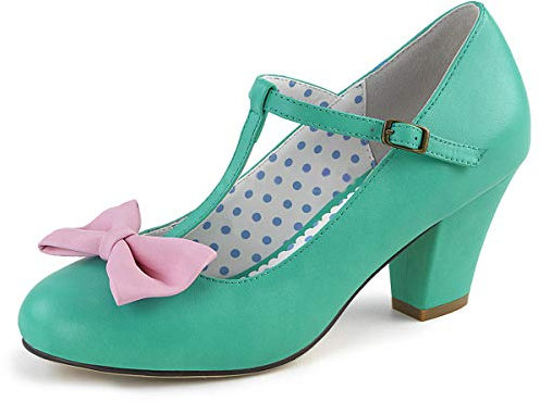 Pinup Couture Spangen Pumps Wiggle-50 Teal-pink Gr.37