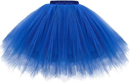 Gardenwed Damen Petticoat 50er Jahre Retro Rockabilly Tutu Ballet Tüllrock Cosplay Crinoline Tütü Ballet Blase Rock Puffy Tutu Tanzkleid Tüllrock Blau Royalblue L
