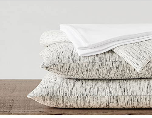 Calvin Klein Moderne Baumwoll-Strata 1 Paar Kissenbezüge, Weiss/opulenter Garten, King (U.S. Standard), 2