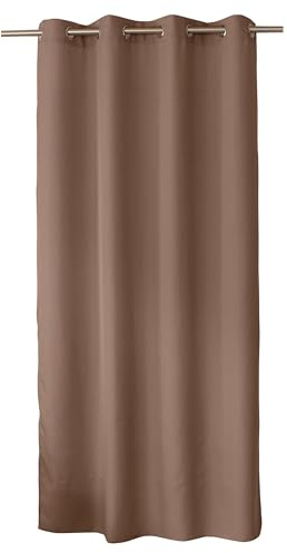 ED ENJOY HOME Dekorativer Vorhang mit silberfarbenen Ösen, 140 x 240 cm, Nerzbraun, 100% Polyester, satiniert, Kollektion Basic