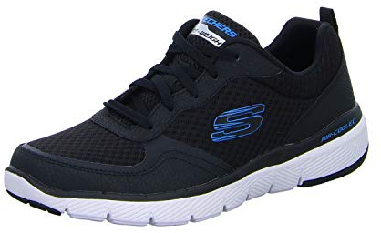 Skechers Men's Flex Advantage 3.0 Trainers, Black Black Leather Mesh Trim Blk, 8 UK