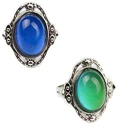 Carykon 2 st oval stämningsring retro stil justerbar fingerring för älskare vänner – en storlek passar alla, One Size, Silikon