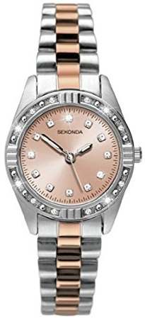 Sekonda Ladies' Rose & Silver Colour Steel Bracelet Watch