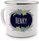 printplanet Emaille-Tasse mit Namen Henry - Metallbecher mit Design Flowers - Nostalgie-Becher, Camping-Tasse, Blechtasse, Farbe Silber