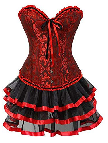 KUOSE Moulin Rouge Gothic Corsagenkleid Korsett Spitenrock Übergrößen S-6XL