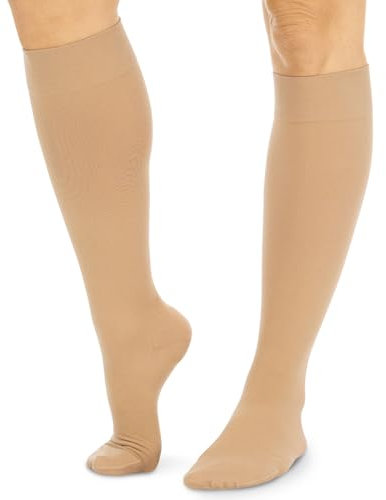 Vive Medias de compresión para mujeres y hombres | 15-20 mmHg, soporte de compresión médica para venas varicosas, manguera estilo TED ultra transparente, hasta la rodilla para hinchazón, dolor,