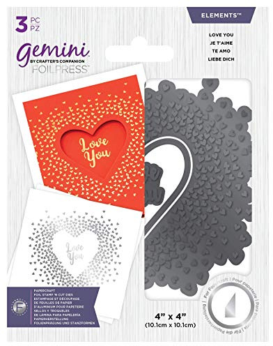 Crafter's Companion GEM-FSC-ELE-LYO Gemini Folie Abstrahlenden Liebe Dich Stempel ‚N‘ Cut Foilpress Metallformelemente, Metal, Love You, Various