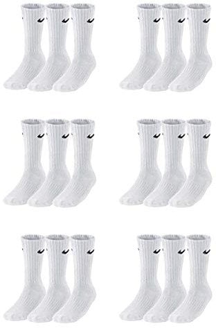 Nike 18 Paar Socken Herren Damen Sparset Tennissocken Sportsocken Laufsocken Paket Bundle SX4508 Weiß Schwarz Grau, Sockengröße:46-50, Farbe:weiß/weiß/weiß